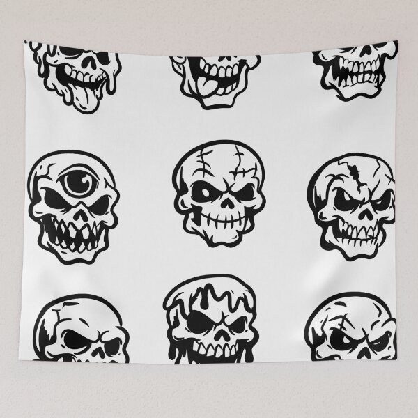 Item preview, Edgy Skulls Sticker Pack — Black and White Lowbrow Graffiti Line Art designed and sold by LYAN-STORE.