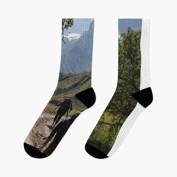 Item preview, Hikers Walking On Mountain Trail Toward Snow Peaks designed and sold by Ayubaslatere.