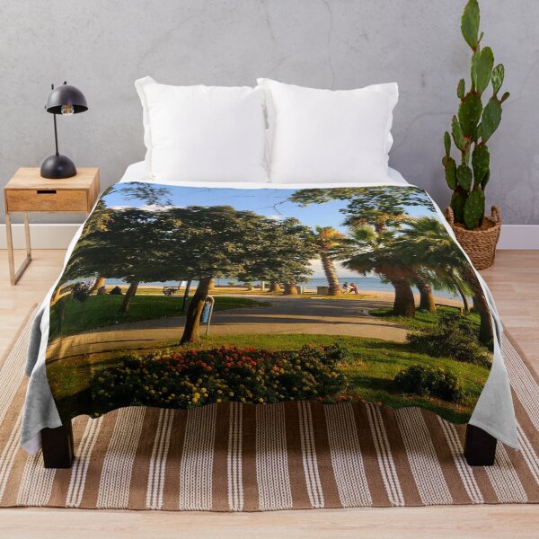 Item preview, Tropical Park By The Beach With Palm Trees And Flowers designed and sold by Ayubaslatere.