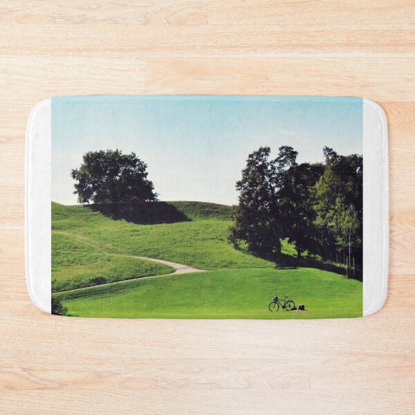 Item preview, Bicycle Parked On Rolling Green Lawn In Sunny Park designed and sold by Ayubaslatere.