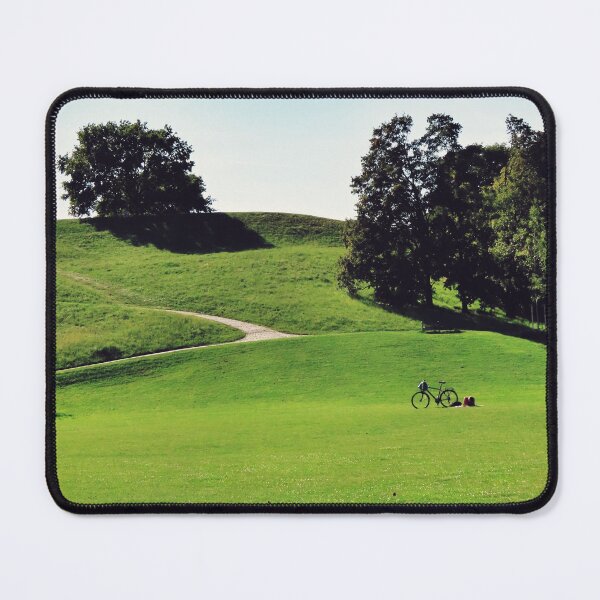 Item preview, Bicycle Parked On Rolling Green Lawn In Sunny Park designed and sold by Ayubaslatere.