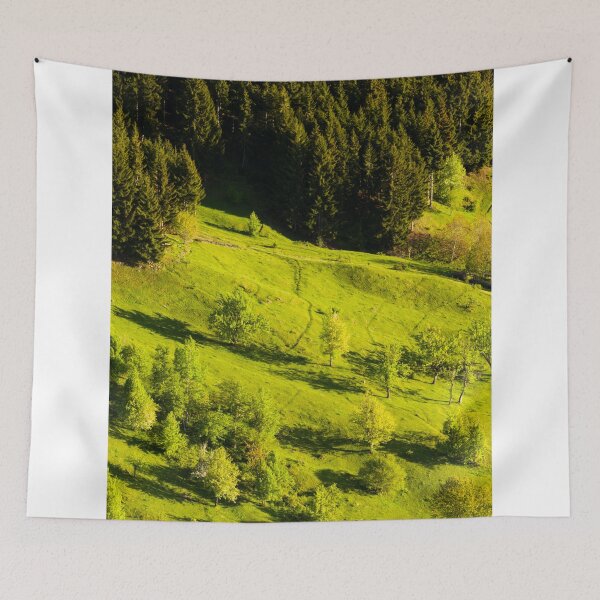 Item preview, Sunlit Green Hillside Bordered By Dense Forest designed and sold by Ayubaslatere.