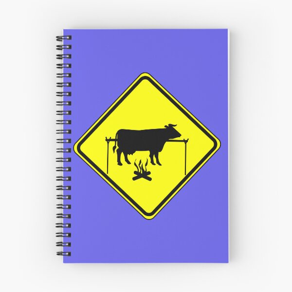 Item preview, Cattle crossing road sign with BBQ graffiti - yellow sign designed and sold by hitNmiss.