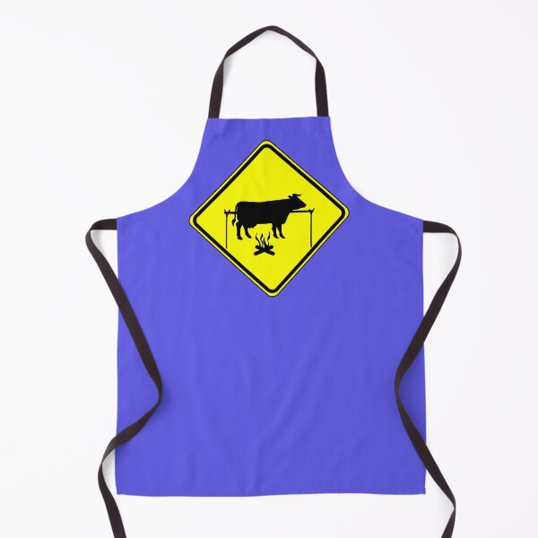 Item preview, Cattle crossing road sign with BBQ graffiti - yellow sign designed and sold by hitNmiss.