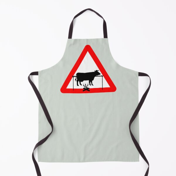 Item preview, Cattle crossing road sign with BBQ graffiti designed and sold by hitNmiss.