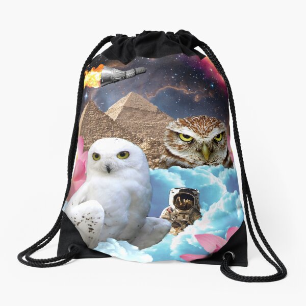 I Dream of Space Owls Drawstring Bag