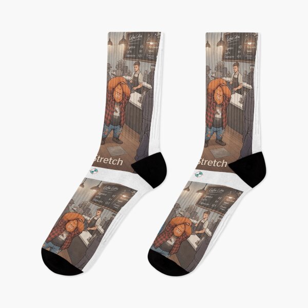 Item preview, Order & Stretch | Funny Blue and Orange Bigfoot Coffee Shop Morning Routine designed and sold by Whimsy Trail Co.