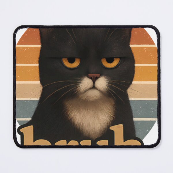 Item preview, Bruh Cat – Funny Black Cat Face Meme  Retro designed and sold by DaveLong.
