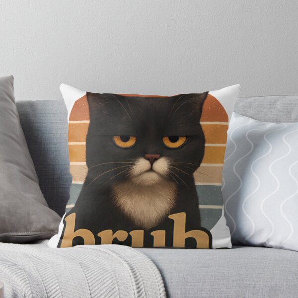 Item preview, Bruh Cat – Funny Black Cat Face Meme  Retro designed and sold by DaveLong.