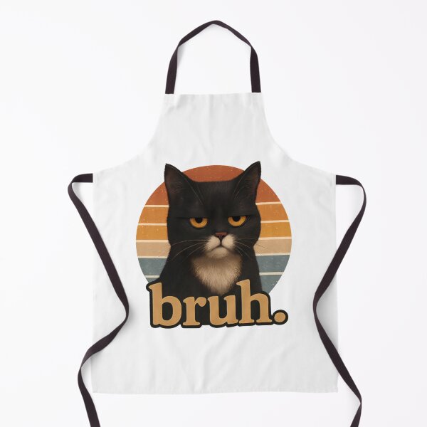 Item preview, Bruh Cat – Funny Black Cat Face Meme Retro designed and sold by DaveLong.