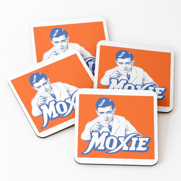 Item preview, Logotipo de Moxie: Ilustración vintage de un hombre señalando sobre un fondo naranja. designed and sold by Motherpearl.