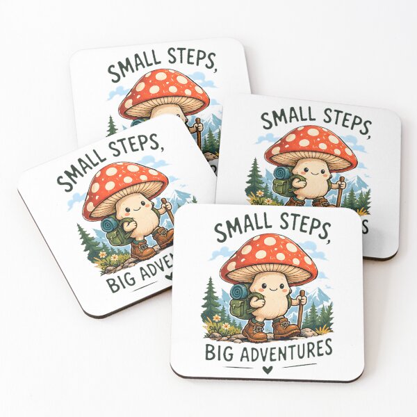 Item preview, Small Steps Big Adventures Hiking Mushroom Cottagecore designed and sold by Pyt27.
