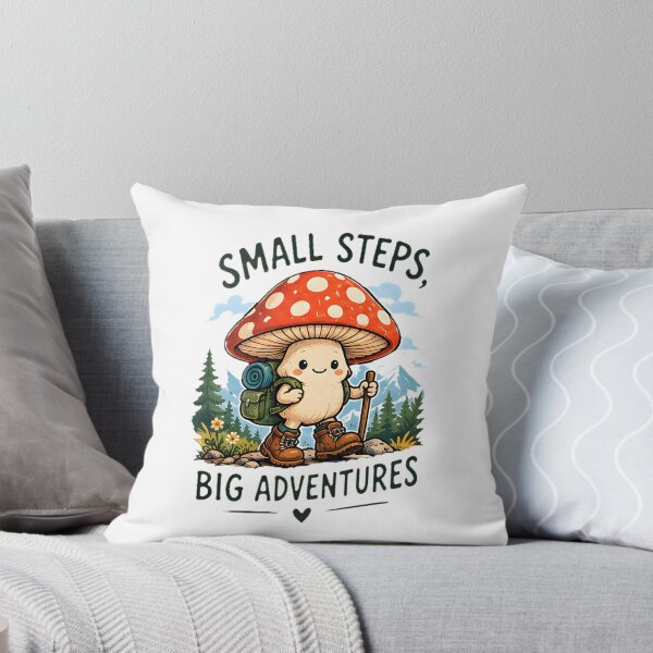 Item preview, Small Steps Big Adventures Hiking Mushroom Cottagecore designed and sold by Pyt27.