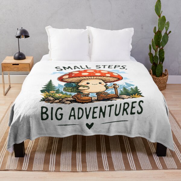 Item preview, Small Steps Big Adventures Hiking Mushroom Cottagecore designed and sold by Pyt27.