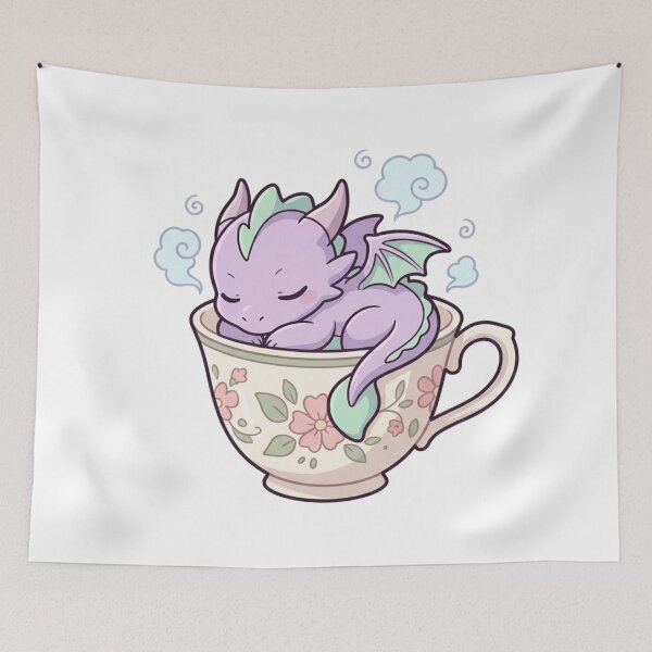Item preview, Cute Baby Dragon Sleeping in Teacup designed and sold by Pandanime.