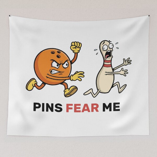 Item preview, Pins Fear Me Funny Bowling Shirt Angry Bowling Ball Chasing Pin designed and sold by Sekla-Studio.