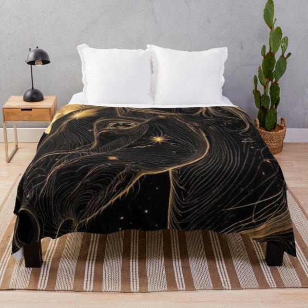 Item preview, Gold Line Art Celestial Horse — Crescent Moon and Stars designed and sold by LYAN-STORE.