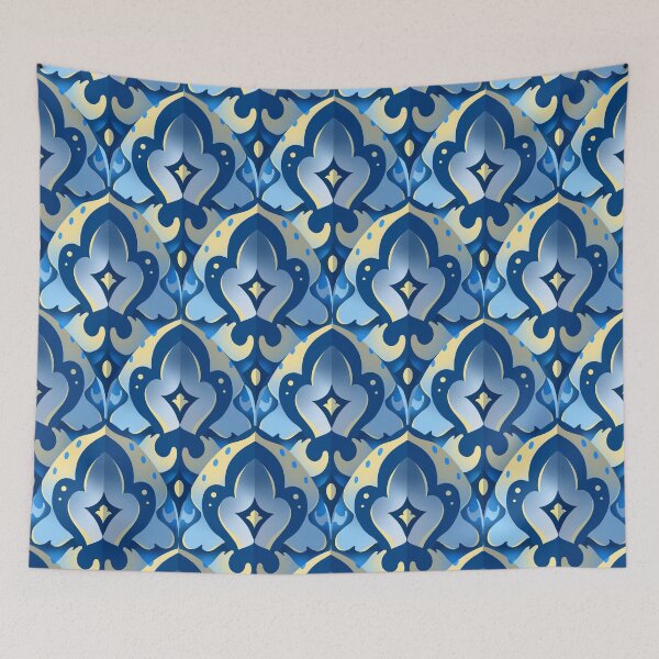 Item preview, Navy Blue Botanical Damask Design designed and sold by AMIDATORA.