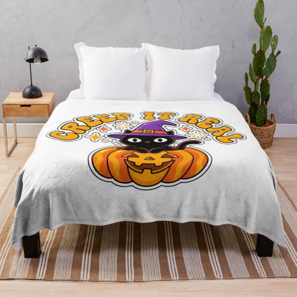 Item preview, Creep It Real Retro Black Cat Witch Pumpkin Sticker designed and sold by Nicha Studio.