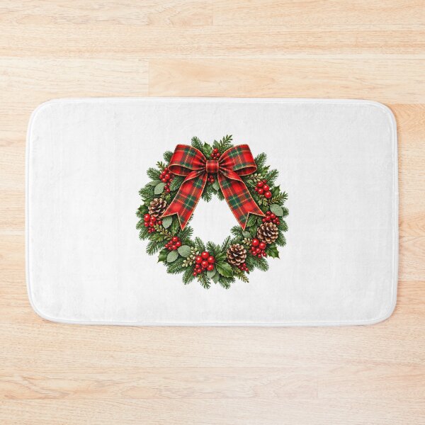 Item preview, Traditional Tartan Bow Christmas Wreath designed and sold by astersgraphics.