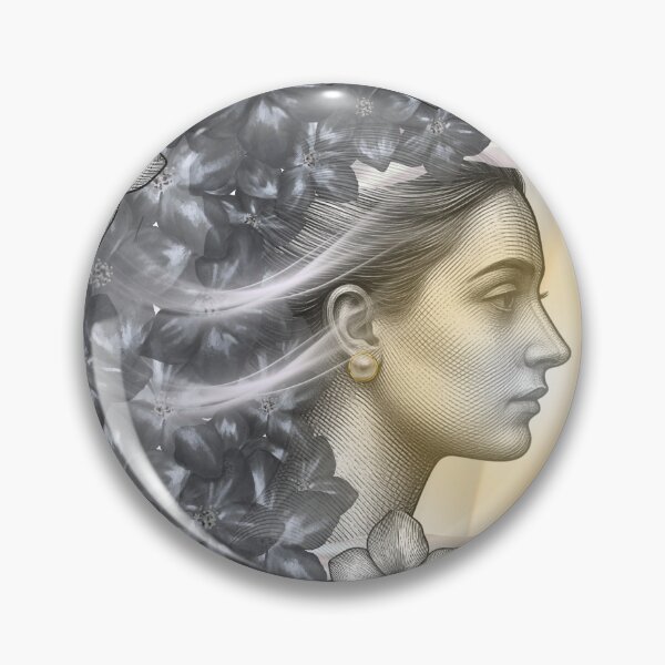 Item preview, Vintage Floral Woman Profile – Etching Portrait Art designed and sold by tinkeybabes.