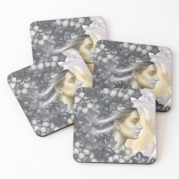 Item preview, Vintage Floral Woman Profile – Etching Portrait Art designed and sold by tinkeybabes.