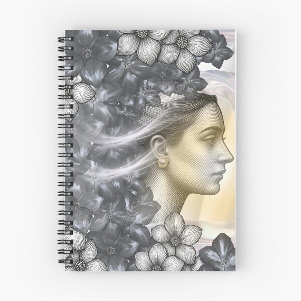 Item preview, Vintage Floral Woman Profile – Etching Portrait Art designed and sold by tinkeybabes.