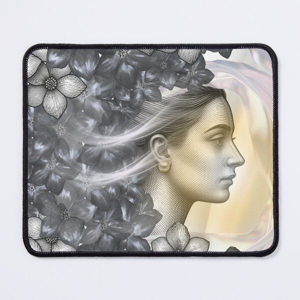 Item preview, Vintage Floral Woman Profile – Etching Portrait Art designed and sold by tinkeybabes.