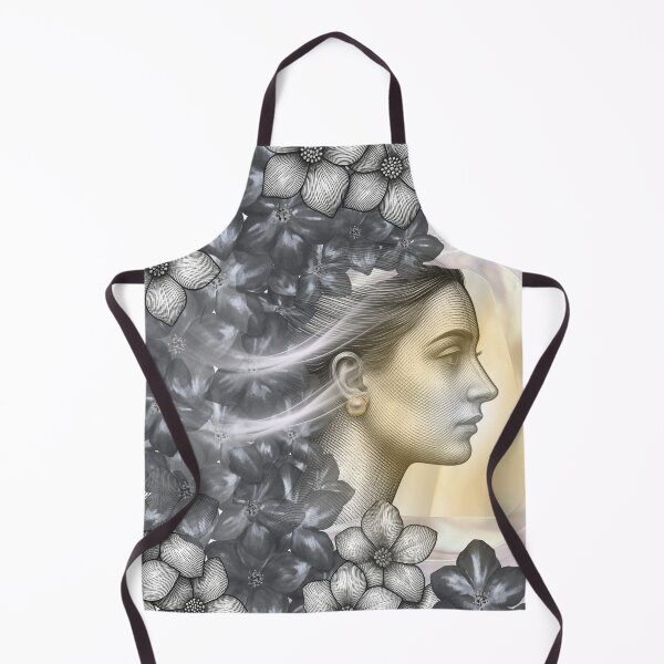 Item preview, Vintage Floral Woman Profile – Etching Portrait Art designed and sold by tinkeybabes.