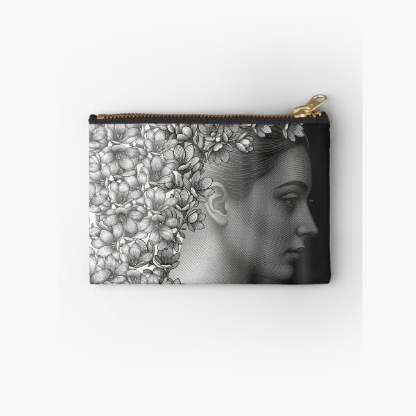 Item preview, Black and White Floral Etching Portrait Art designed and sold by tinkeybabes.