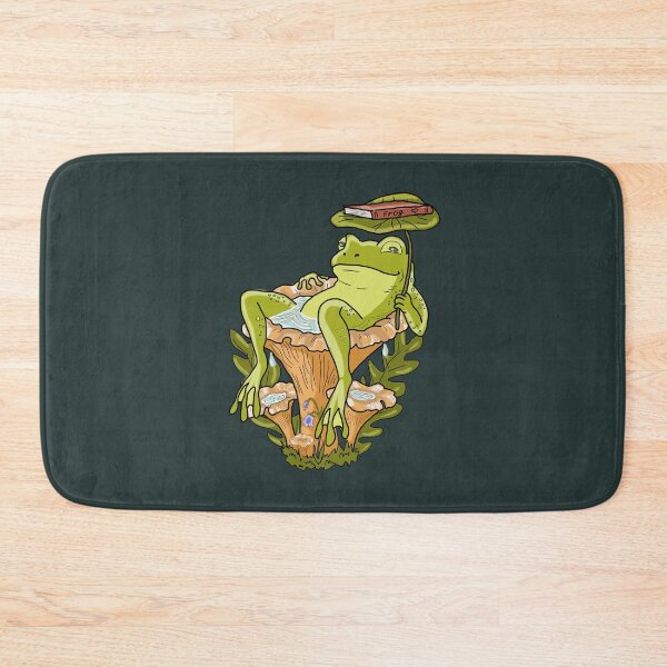 Item preview, Frog Chilling in Mushroom Bath Cottagecore Aesthetic designed and sold by LeshanArt.