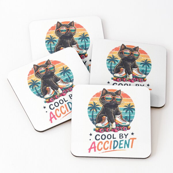 Item preview, Cool By Accident Retro Roller Skating Black Cat designed and sold by Pyt27.