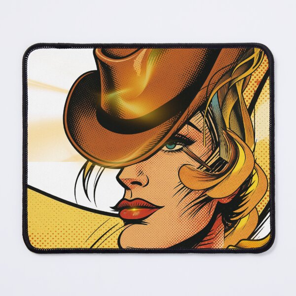 Item preview, Retro Western Cowgirl Profile – Vintage Comic Art Print designed and sold by tinkeybabes.