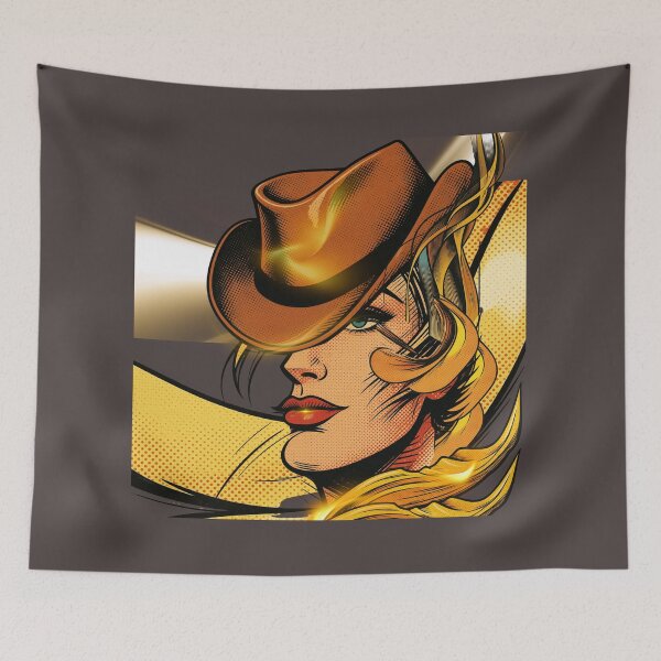 Item preview, Retro Western Cowgirl Profile – Vintage Comic Art Print designed and sold by tinkeybabes.