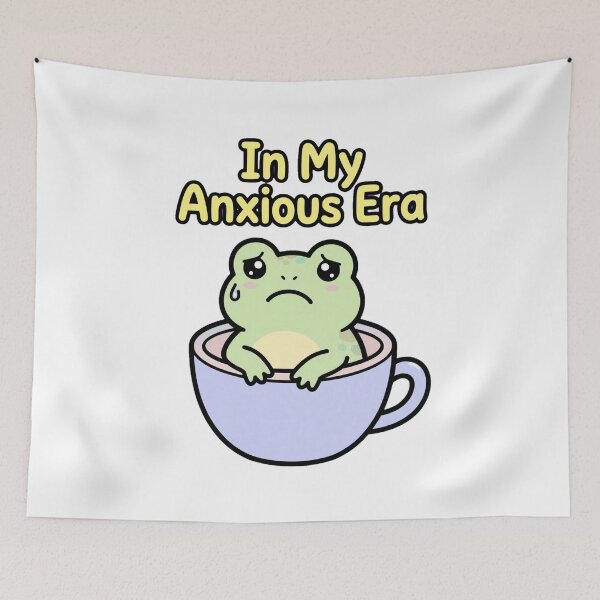 Item preview, In My Anxious Era Cute Anxious Frog In A Cup - Funny Mental Health Meme designed and sold by GemniShop.