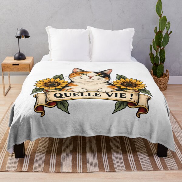 Item preview, What a Life! Calico Cat Sunflower Banner designed and sold by Old's Cool Cat Studio.