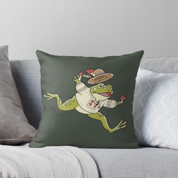 Item preview, Frog Cottagecore Dancing with Mushrooms & Folk Embroidery designed and sold by LeshanArt.