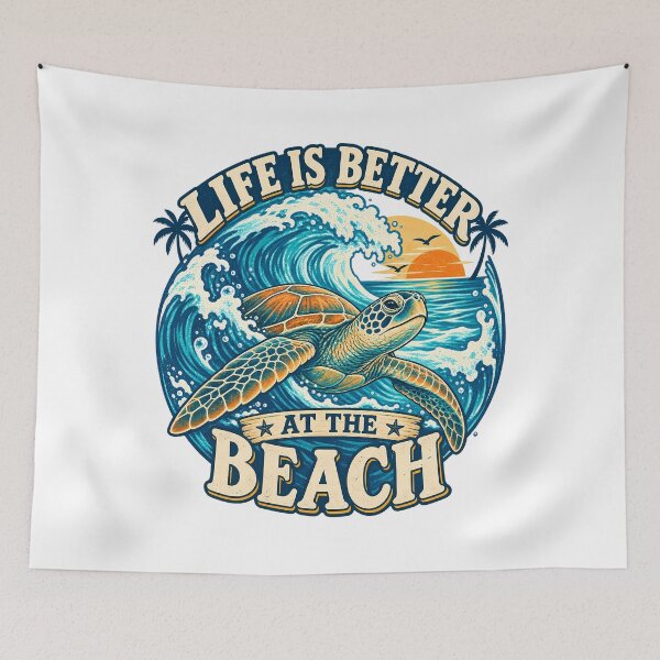 Item preview, Life Is Better At The Beach Sea Turtle Ocean Waves Vacation Sunset  designed and sold by Photo-Sphere101.