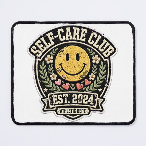 Item preview, Self-Care Club Est 2024 Smiley Patch Art designed and sold by the wellness script.