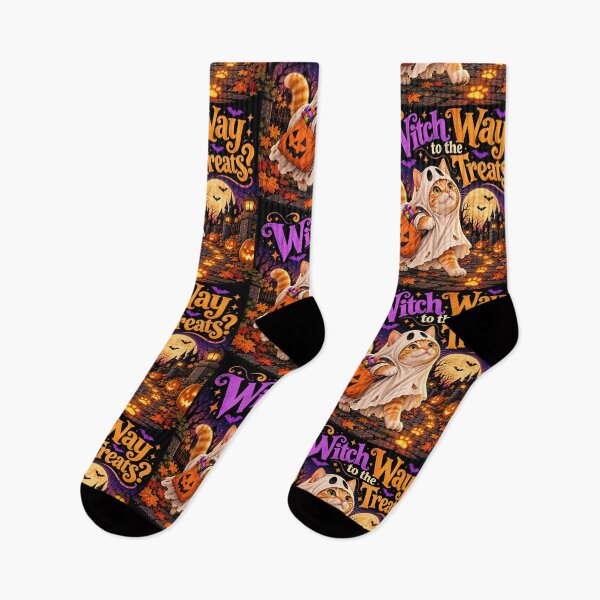 Item preview, Witch Way to the Treats Halloween Cat Costume designed and sold by Pop, Culture and Stuff.