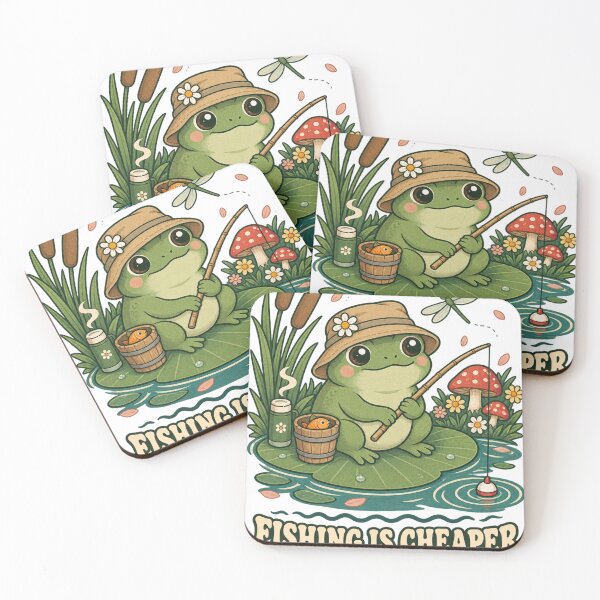 Item preview, Fishing Is Cheaper Than Therapy Cottagecore Frog designed and sold by JIMBOEE.