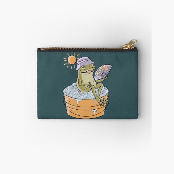 Item preview, Frog in Bucket of Ice Summer Heatwave Cottagecore Illustration designed and sold by LeshanArt.