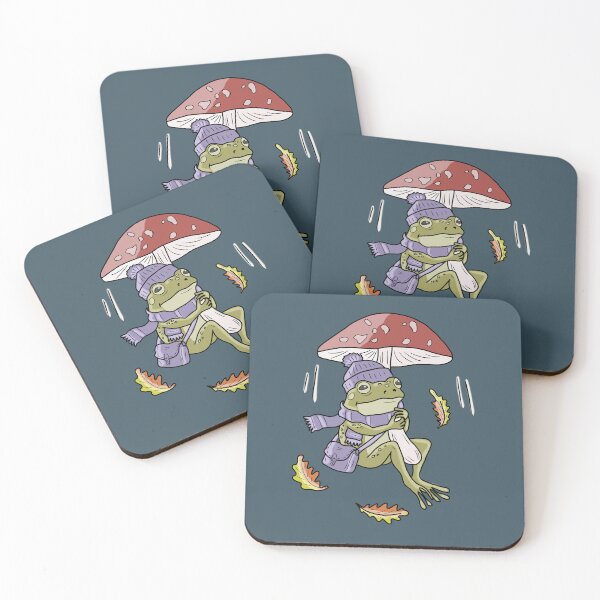Item preview, Frog Autumn Toadstool Flying Mushroom Cottagecore designed and sold by LeshanArt.