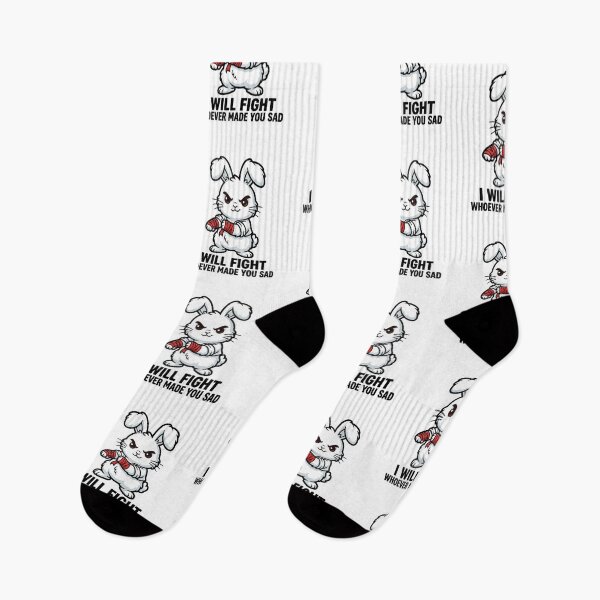 Item preview, I Will Fight Whoever Made You Sad Funny Angry Bunny Boxer Sarcastic Humor designed and sold by raedattia.