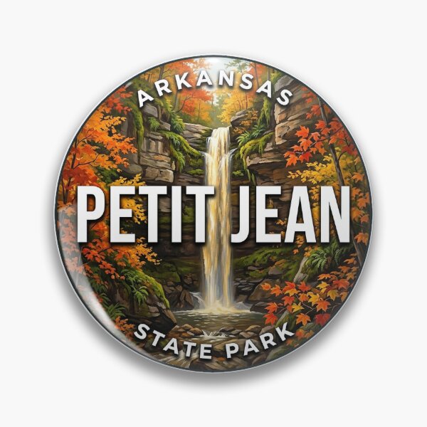 Item preview, Petit Jean State Park Arkansas Autumn Falls Round Badge Sticker designed and sold by DetourDgn.