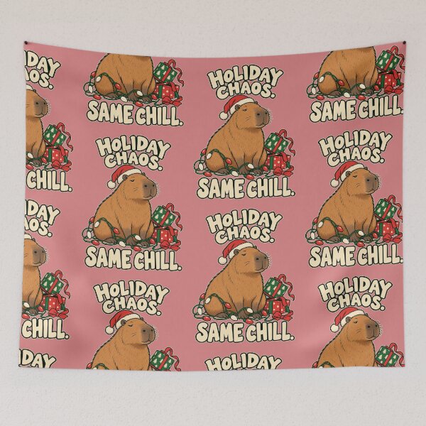 Item preview, Christmas Capybara: Holiday Chaos, Same Chill designed and sold by PanaddaArtStudio.