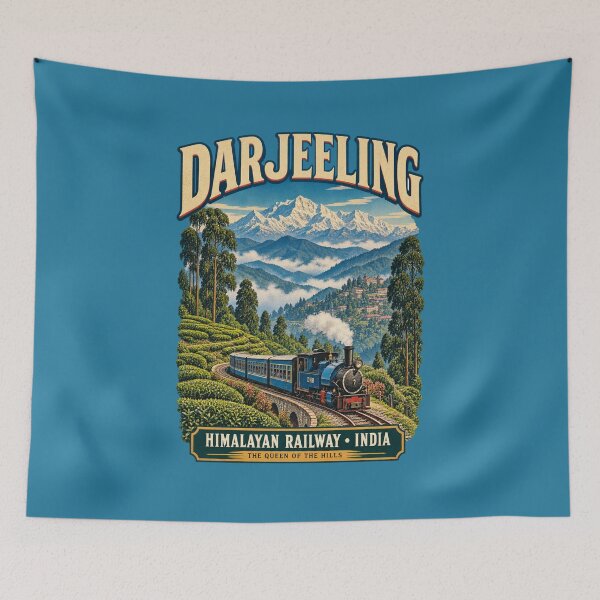 Item preview, Darjeeling Himalayan Railway Vintage Travel Poster – India Toy Train & Himalayas designed and sold by Globalcitytees.