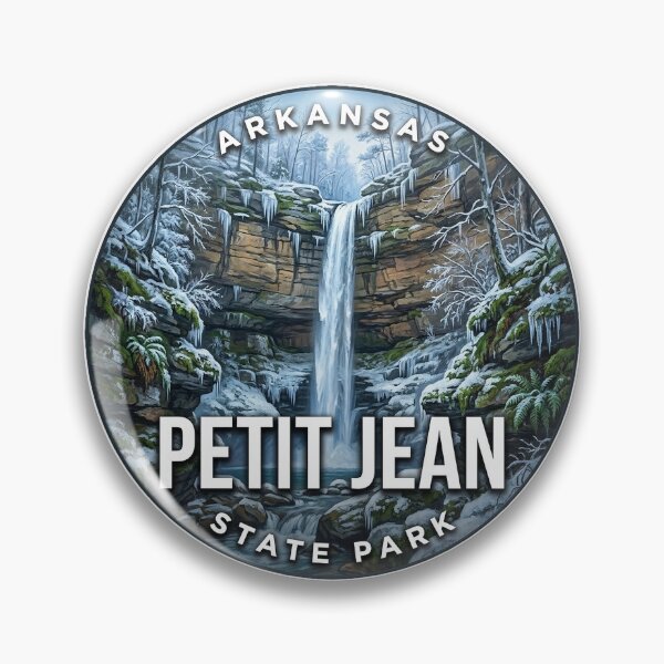 Item preview, Petit Jean State Park Arkansas Winter Falls Round Badge Sticker designed and sold by DetourDgn.