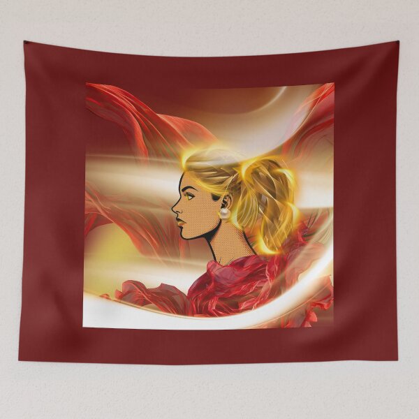 Item preview, Red Silk & Gold Glow Woman Profile Art designed and sold by tinkeybabes.