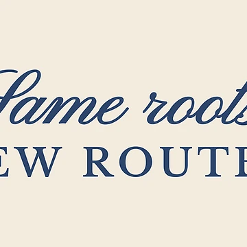 Artwork thumbnail, Same Roots New Routes Navy Script Lettering Generations Quote by Heirday